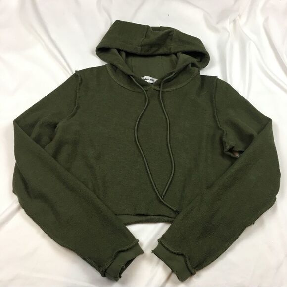 Danielle Guizo Distressed Inside Out Cropped Hoodie - Picture 1 of 8